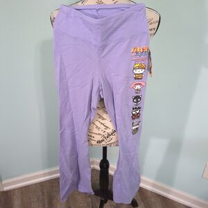 Women's Naruto X Hello Kitty High Waisted Flared Active Pants Purple small new w